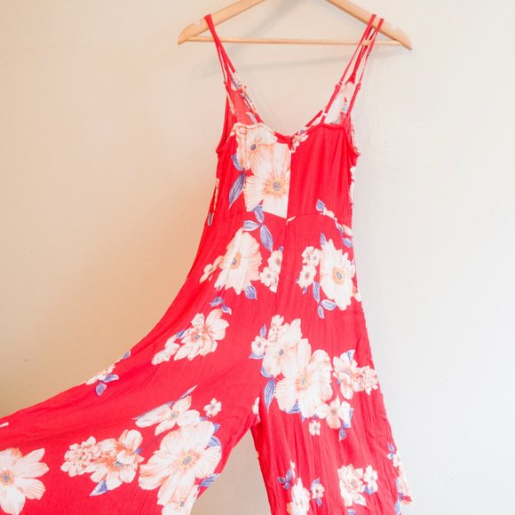 Red Floral Jumpsuit - Picture 6 of 7